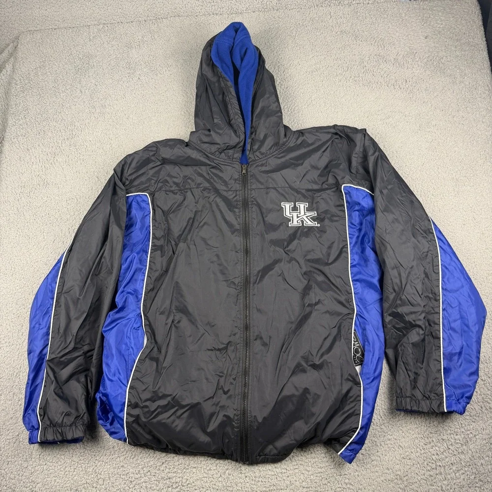 Kentucky Wildcats Jacket Mens XL Black Blue Reversible Fleece Windbreaker BMOC